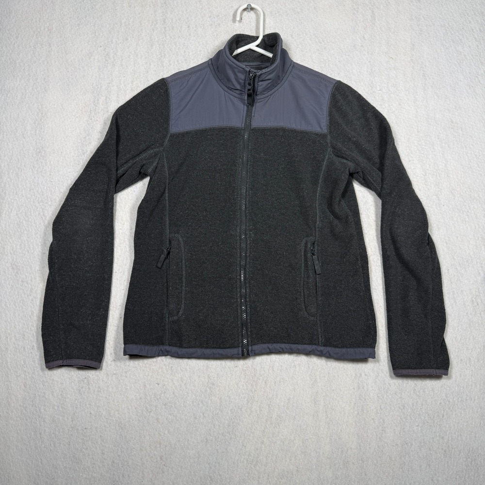 Aeropostale Mens Full Zip Fleece Jacket Charcoal Gray Mock Neck Size M